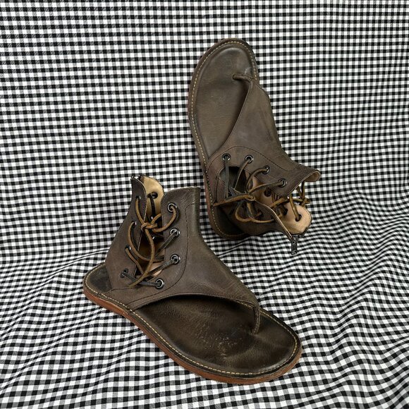 Baske California Nomad Sandals Free People Brown Leather Lace Up Womens 10 - Picture 1 of 5